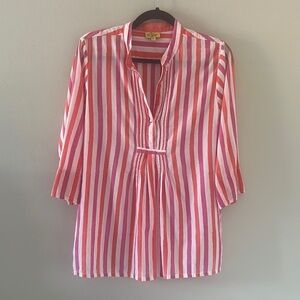 Roller Rabbit Striped Cotton Tunic Top Sz Small Coastal Resortwear Chic Preppy